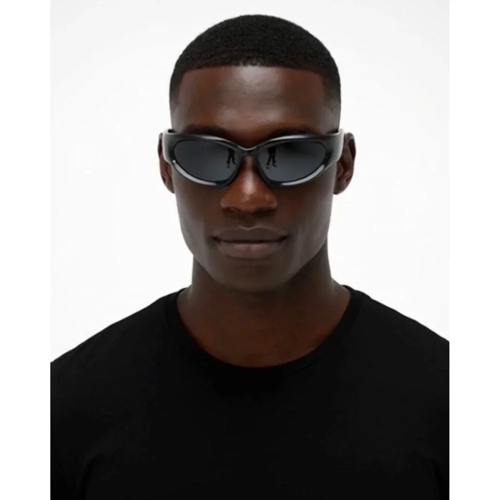 Men Classic 90s Trendy Hip Hop Wrap Streetwear Sunglasses Black‎ Street Trendy